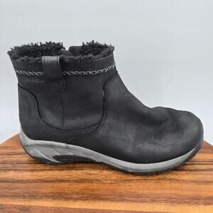 Merrell Encore 4 Boots Womens 8.5 Wide Black Leather Zip Snow Faux Fur Lined